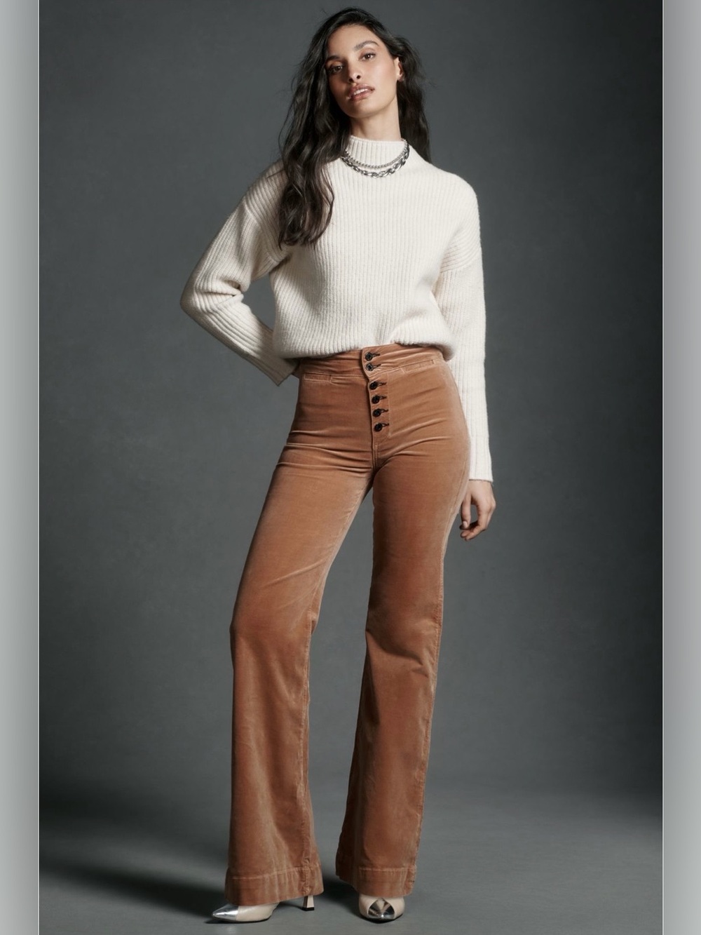 ASKK NY Velvet Wide-Leg Pants in Copper